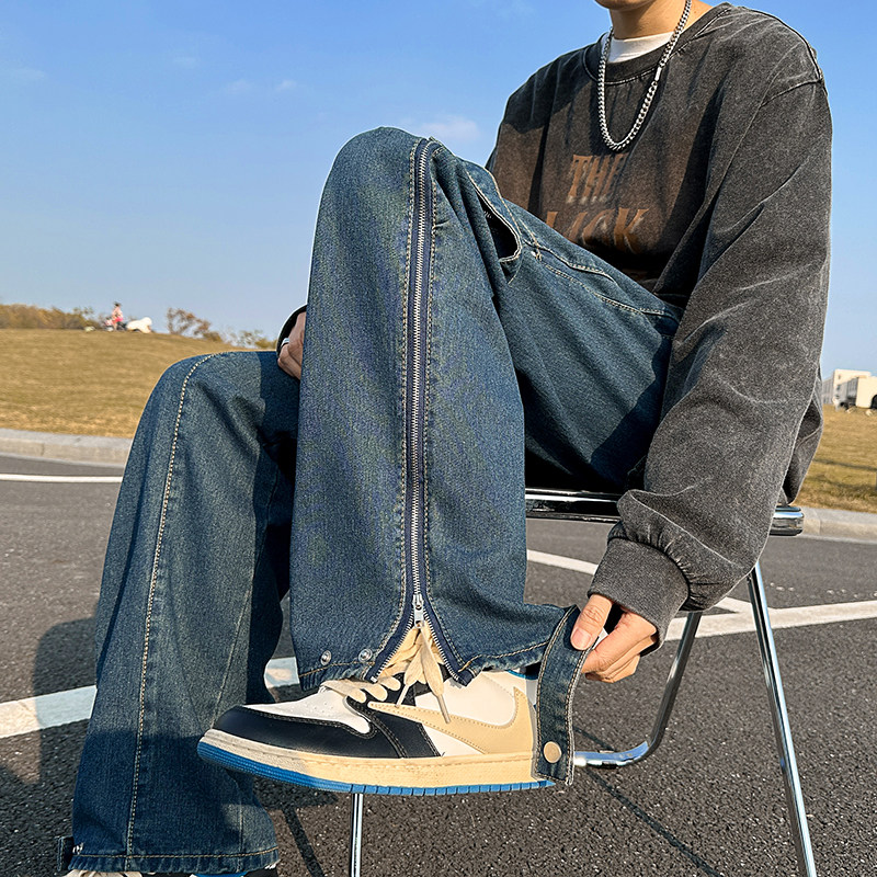2023春款男牛仔裤工装织带拉链按扣直筒宽松长裤nk743P50,男装牛仔裤,星座1013-1