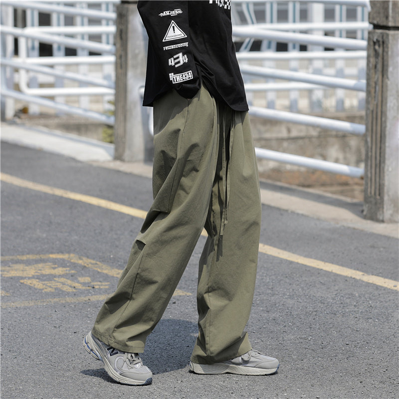 港风秋款男休闲裤褶皱小贴标直筒宽松休闲长裤h179P35,男装休闲裤,星座1013-1