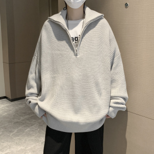 港风春款男毛衣高领针织衫拉链打底线衣外套M1081图片