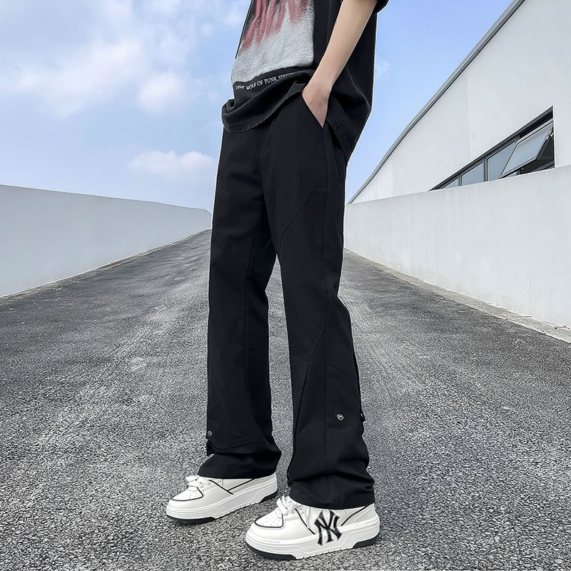 港风夏款款男休闲裤工装按扣拼接直筒宽松长裤h2921P40,男装休闲裤,星座1013-1