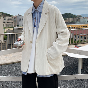 2021港风秋款男西装灯芯绒外套便服单西双层外套小西服Y1082 P60图片