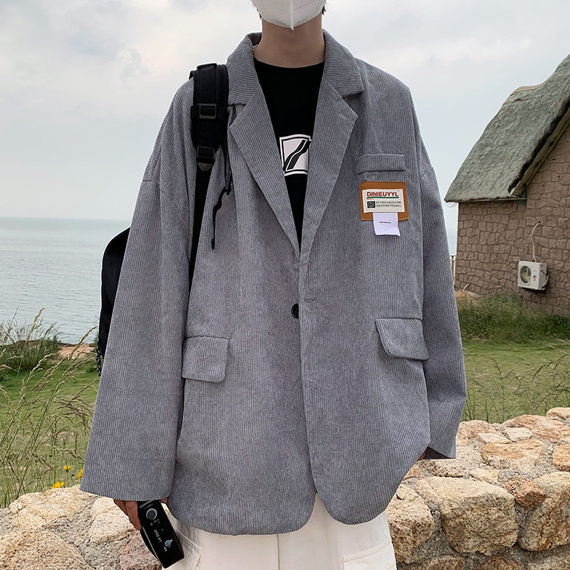 港风秋款男西装灯芯绒外套一粒扣休闲外套贴标小西服JK8033P55,男装西服,星座1013-1