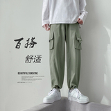 2021春夏款男工装裤大口袋潮百搭休闲抽绳九分裤G003P30，男装休闲裤，星座1013-1