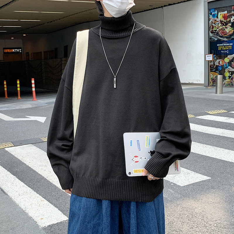 港风冬款男毛衣高领加厚保暖打底外套加大码M-8xl M60图片