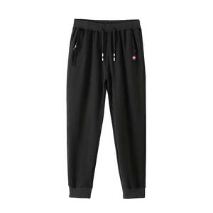 港风秋款男卫裤拉链口袋束脚短条纹松紧腰长裤大码M-5XL hK05 P20图片