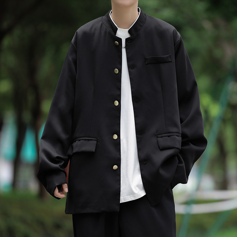 港风秋款男立领风中山装唐山装单排扣外套小西服JK1157P50,男装西服,星座1013-1
