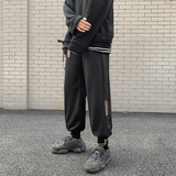 2021港风春款男休闲裤字母印花束脚抽绳直筒潮小脚九分裤H056P35，男装休闲裤，星座1013-1