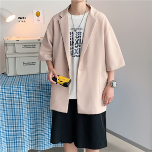 夏款男短袖西装外套中袖单西韩版百搭外套小西服Y330  P45图片