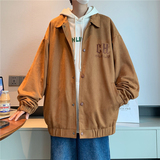 港风秋冬款男夹克翻领单排扣字母刺绣冲锋衣外套J，男装夹克，星座1013-1