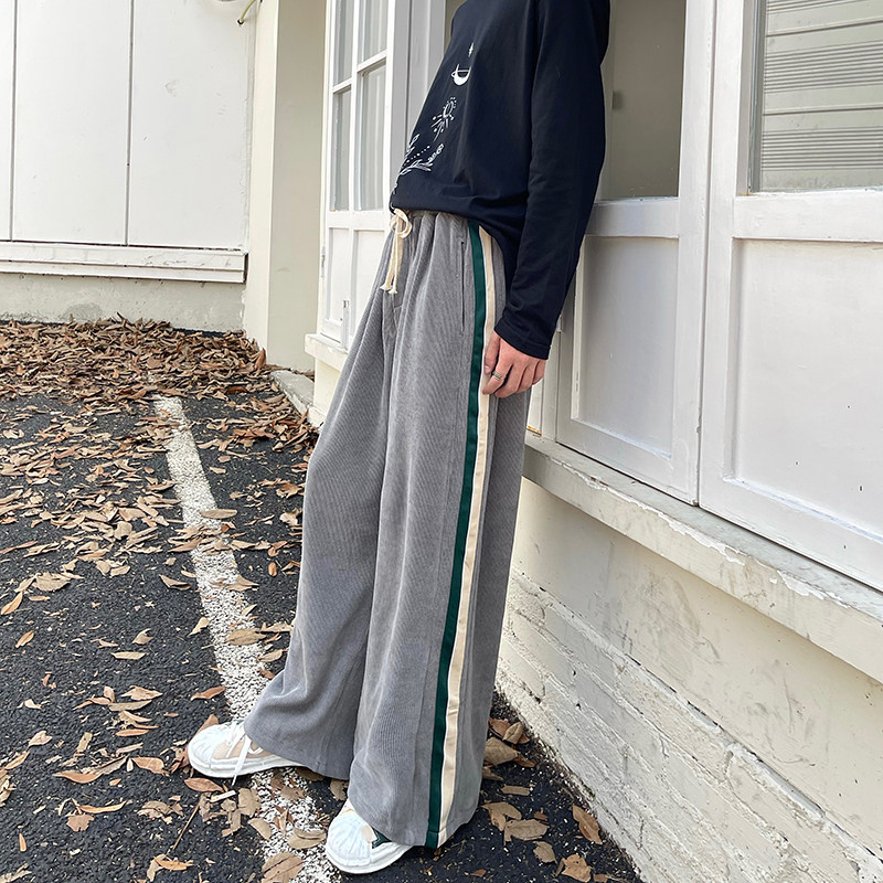 高品质秋款男休闲裤灯芯绒条纹拼接纯棉直筒长裤h746P40,男装休闲裤,星座1013-1