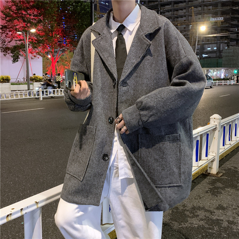 秋冬男款毛呢大衣工装大口袋中长款西装领休闲风衣外套DY3111，男装毛呢大衣，星座1013-1