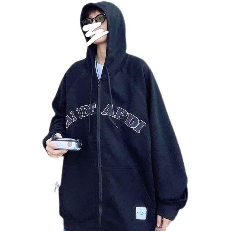 港风秋款男休闲卫衣拉链连帽休闲字母印花外套wy13,男装卫衣,星座1013-1