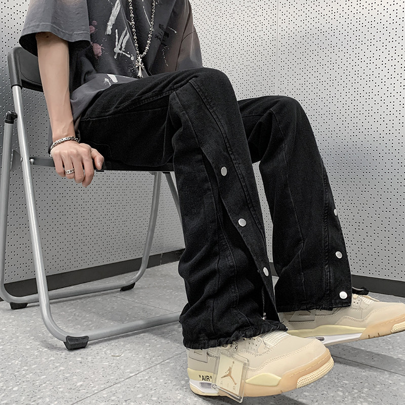 夏款男渐变色渐变侧边开叉单排按扣拉链牛仔裤nk1713P60,男装牛仔裤,星座1013-1