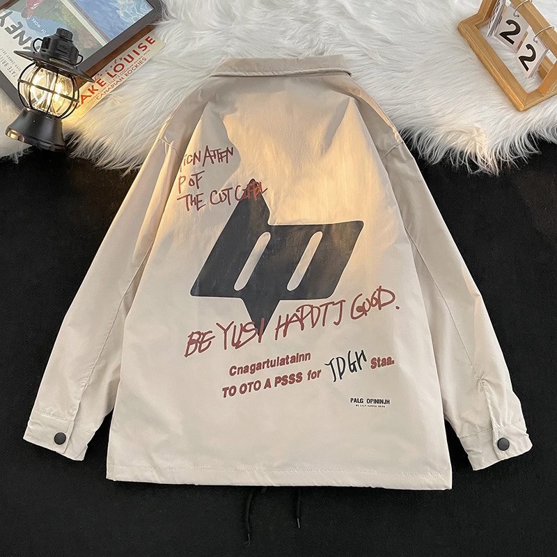 港风秋款男休闲夹克衫字母印花抽绳休闲外套JK952P35,男装夹克,星座1013-1