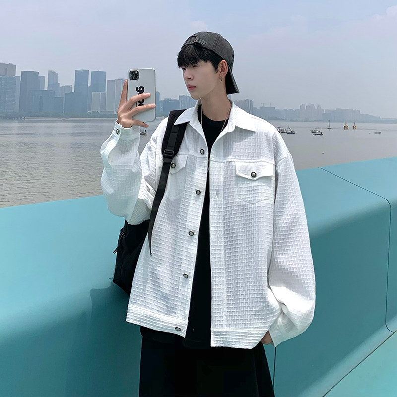 2022港风秋款男夹克条纹方格休闲外套J,男装夹克,星座1013-1