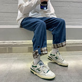 冬款男休闲裤灯芯绒格子按扣拼接加厚宽松百搭九分裤h887，男装休闲裤，星座1013-1