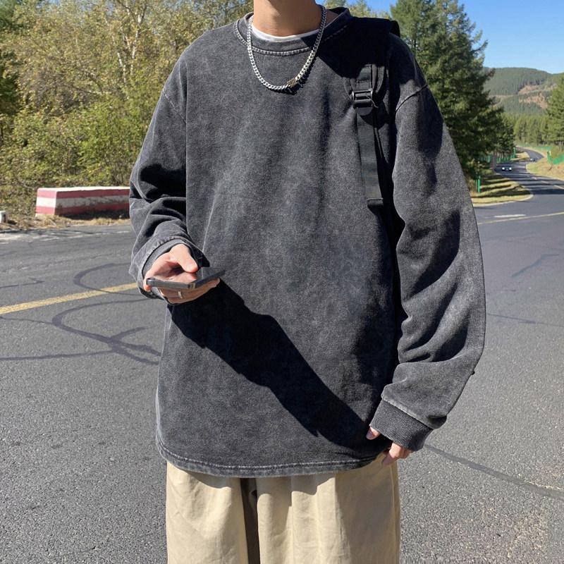 秋款男休闲卫衣水洗长袖T恤圆领套头夹克外套大码M-5xlWY01P40,男装卫衣,星座1013-1