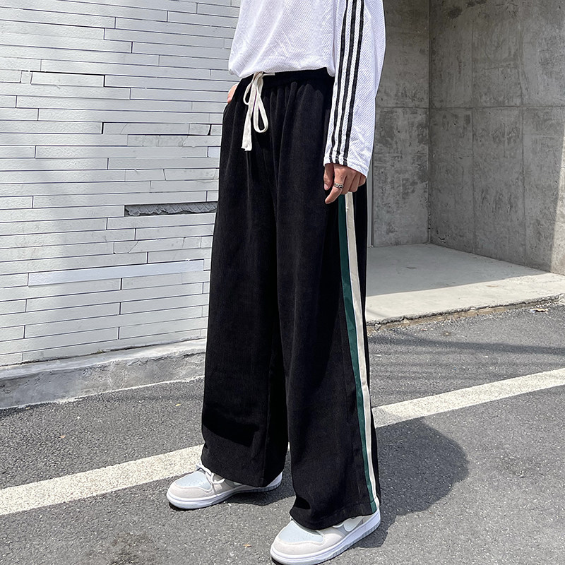 高品质秋款男休闲裤灯芯绒条纹拼接纯棉直筒长裤h746 P40图片