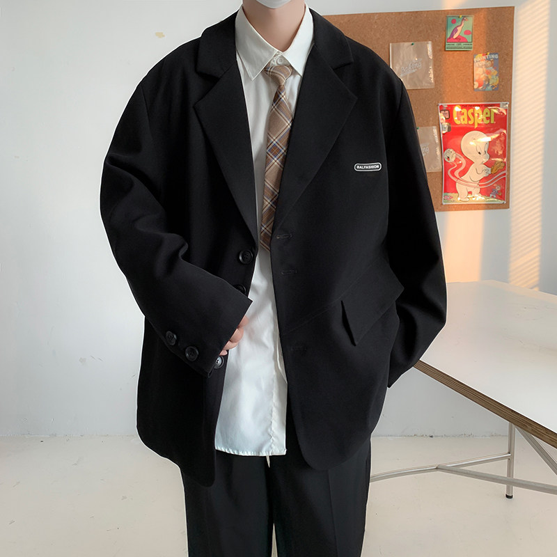 高品质港风秋款男西装外套字母印花贴标拼接夹克小西服J,男装西服,星座1013-1