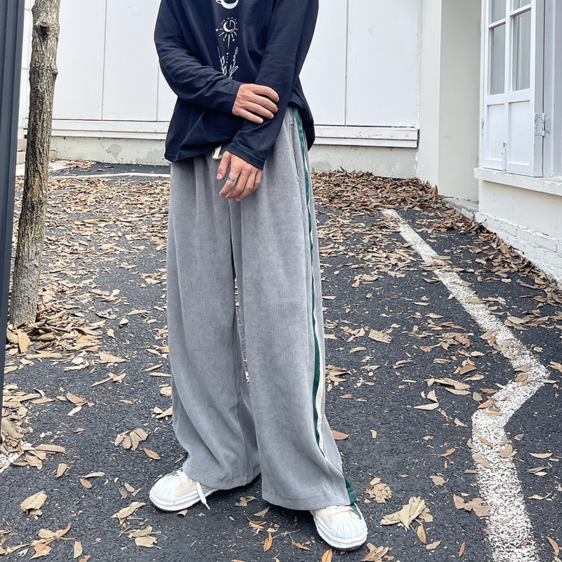 高品质秋款男休闲裤灯芯绒条纹拼接纯棉直筒长裤h746P40,男装休闲裤,星座1013-1