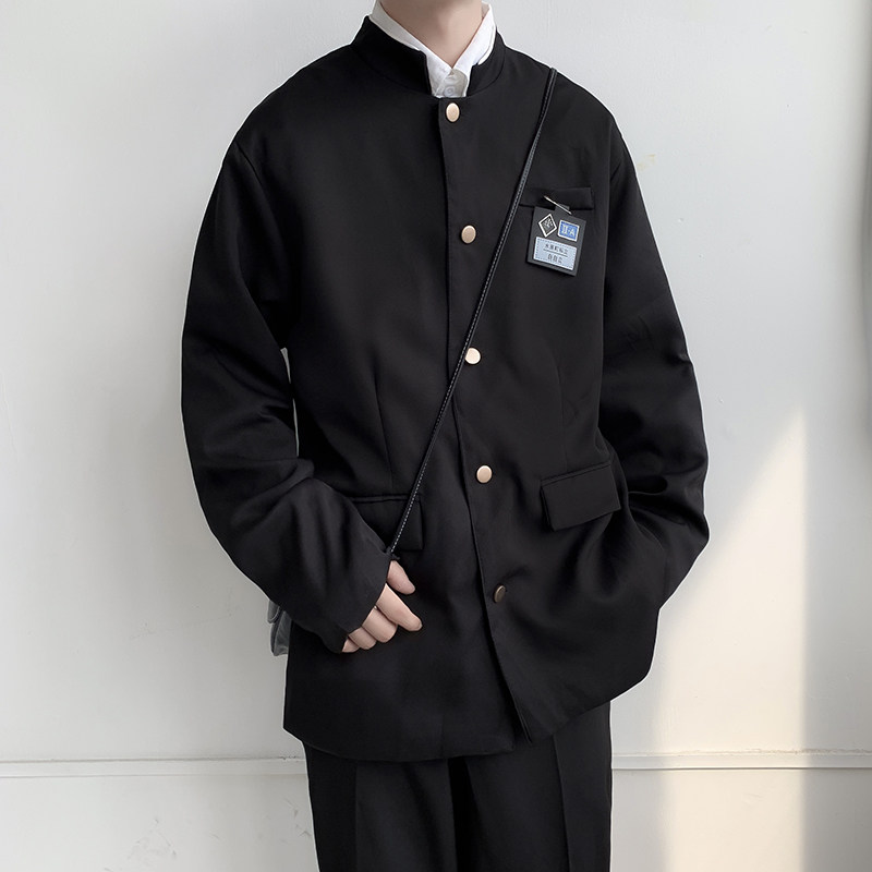 秋款男立领风中山装单排扣学生外套胸牌小西服JK23P55,男装西服,星座1013-1