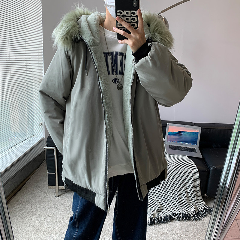 港风冬款男棉衣连帽毛领纯棉加绒加厚保暖棉袄外套Y9905,男装棉衣,星座1013-1