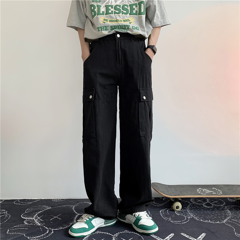 港风夏款男休闲裤工装大口袋纯棉宽松直筒长裤h3030,男装休闲裤,星座1013-1