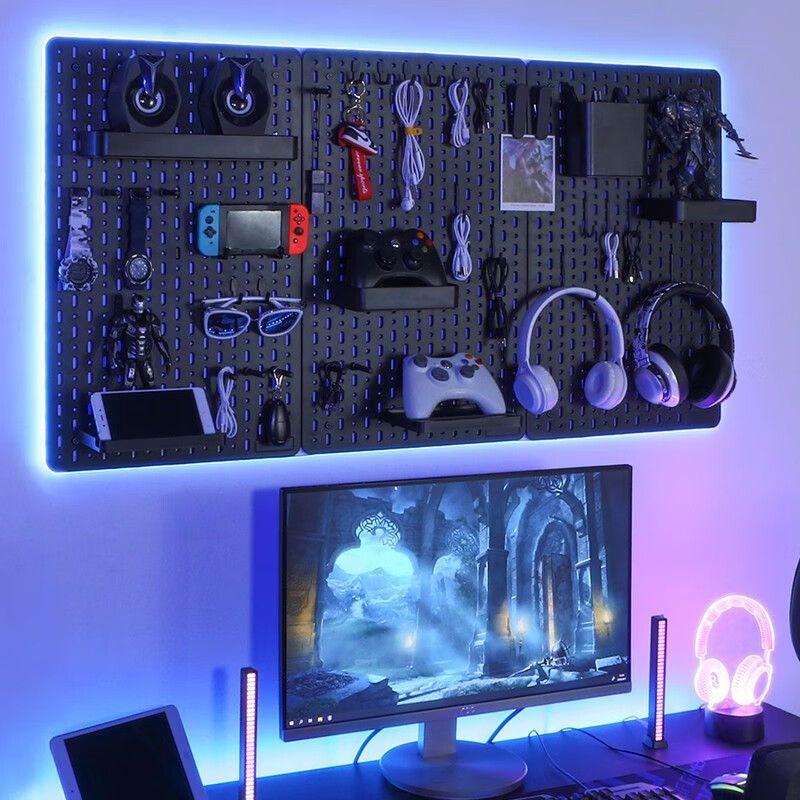 三特游戏洞洞墙板置物架洞洞板墙面免打孔无痕孔洞板收纳架挂钩贴