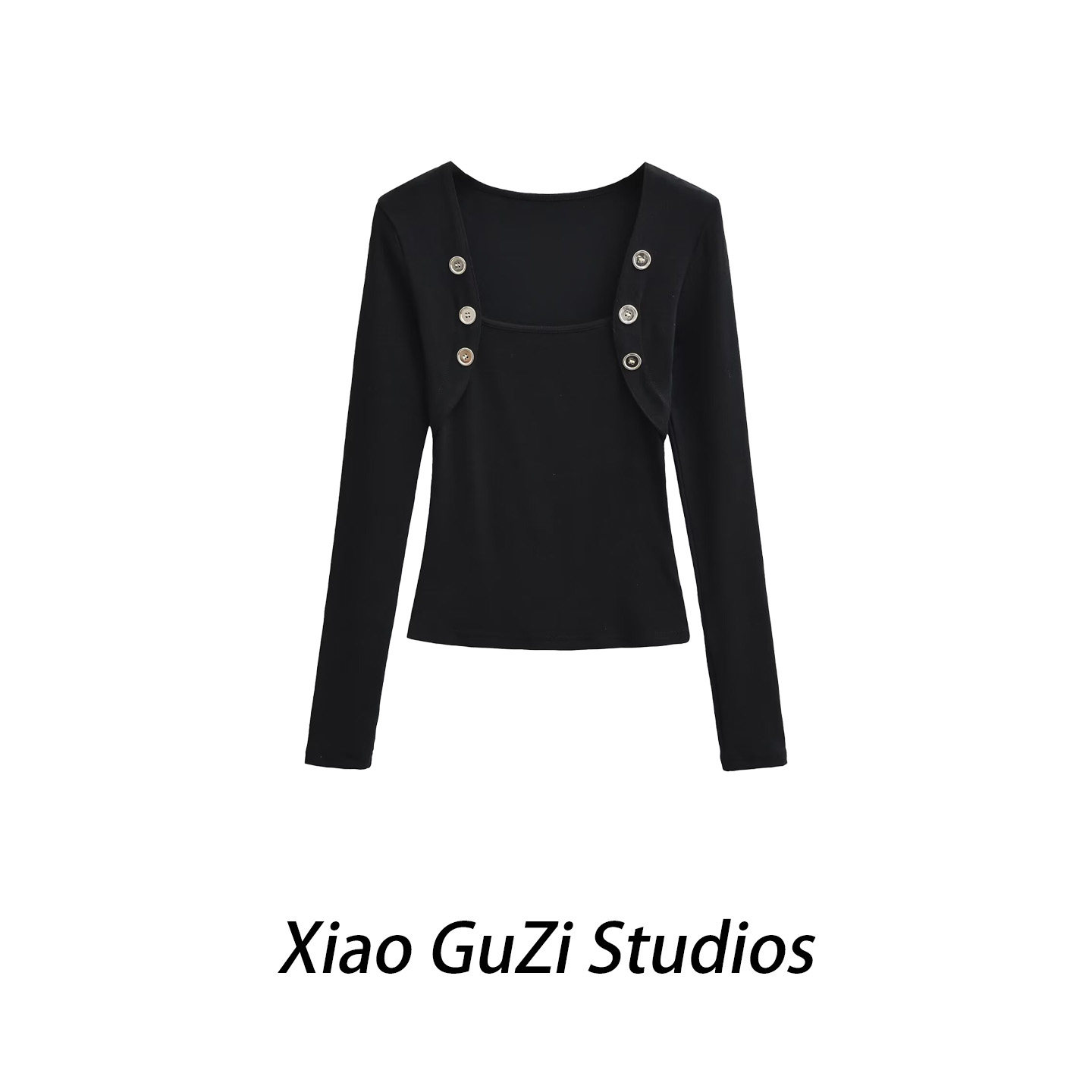 小谷姿包肩纽扣假两件长袖T恤衫紧身显瘦T恤衫纯欲风性感休闲上衣,女装/女士精品,T恤,淘宝优惠券,粉丝福利购,淘宝优惠卷
