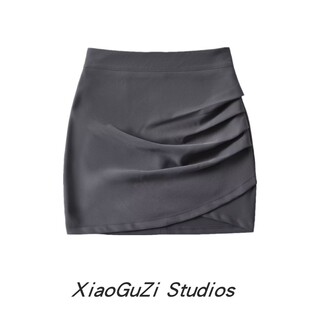 小谷姿西装 高腰褶皱包臀半身裙女OL职业气质紧身不规则性感一步裙