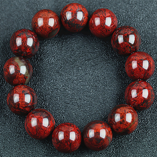 桂林鸡血玉手链全红大红袍乾坤料18mm圆珠正品广西天然玉石手串男