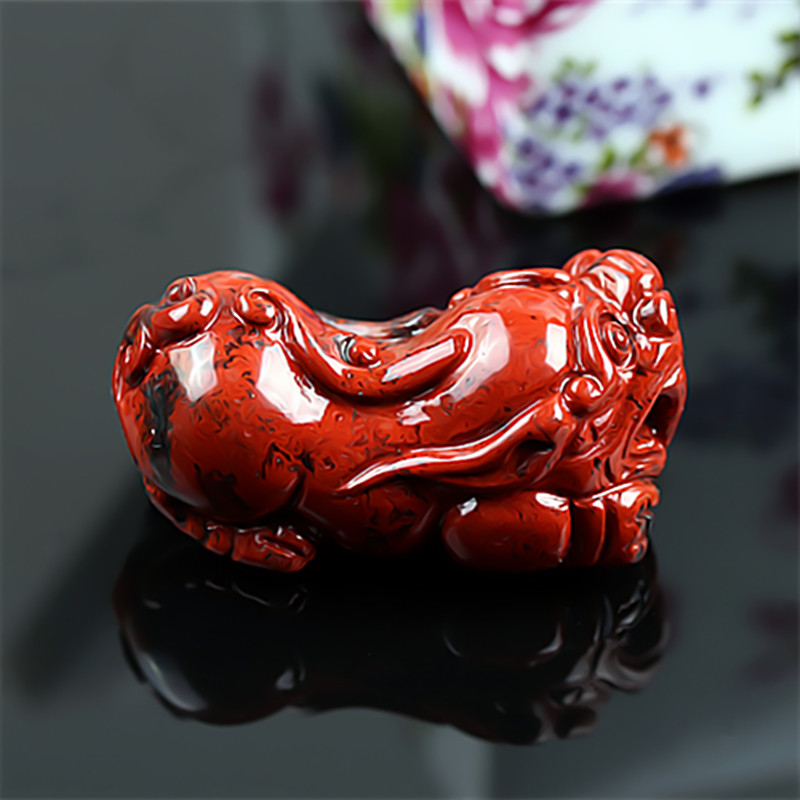 桂林鸡血玉貔貅吊坠特级黑底红大红袍乾坤料正品广西天然玉石挂件