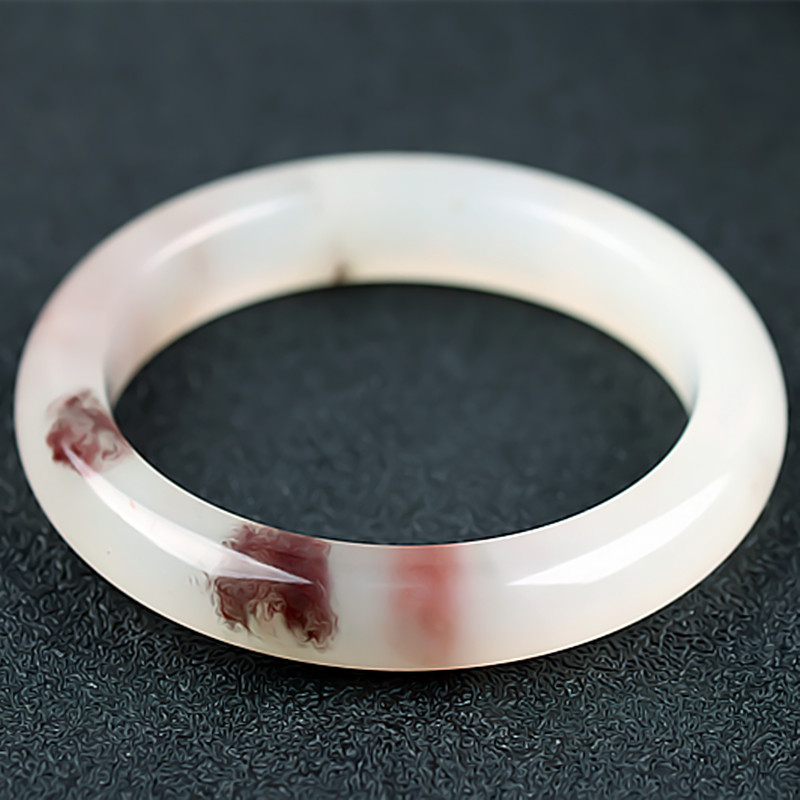 收藏级 桂林鸡血玉手镯冰种粉色贵妃料57圈口正品天然玉石镯子女