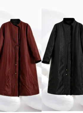 【水貂领龟纹鹅绒服】100%桑蚕丝香云纱黑龟红云龟90白鹅绒dz220