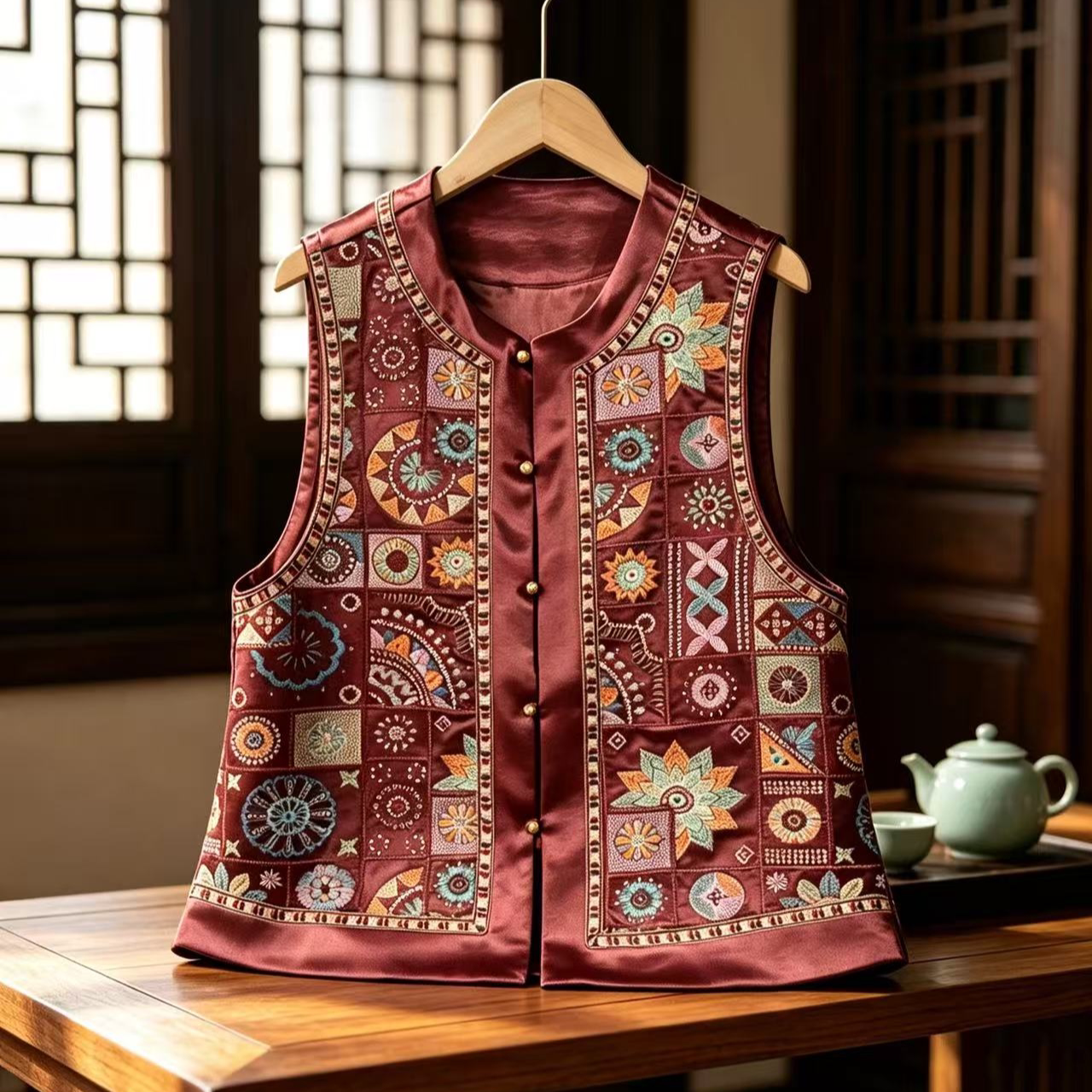 【宝相花重工刺绣马甲】优雅国风复古坎肩新中式背心al010