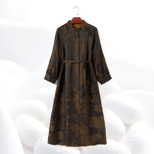 双面穿长款风衣外套桑蚕丝皮子