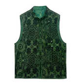 提花对襟盘扣叠搭背心香云纱马夹kp1617 缂丝柞蚕丝龙纹马甲