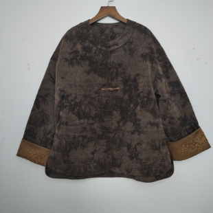 【竹子油丝大外套】香云纱新中式复古国风手工盘扣上衣外套czx008
