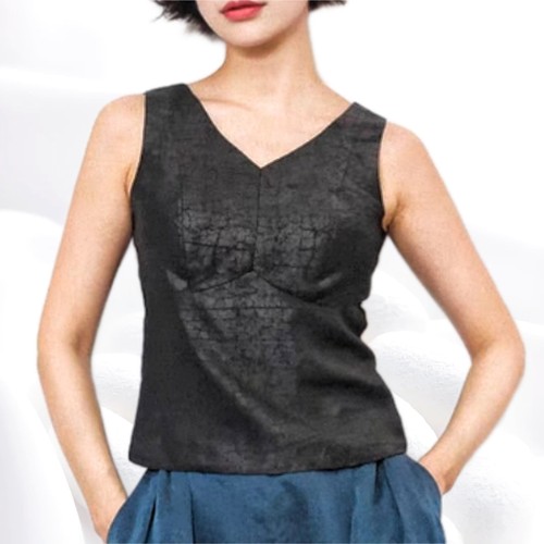 【龟裂纹香云纱小背心】里外100%桑蚕丝+双层网纱胸垫可拆卸dz222