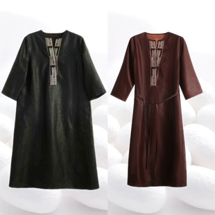 【龟纹双面穿打籽绣连衣裙】100%桑蚕丝香云纱新中式刺绣dz290