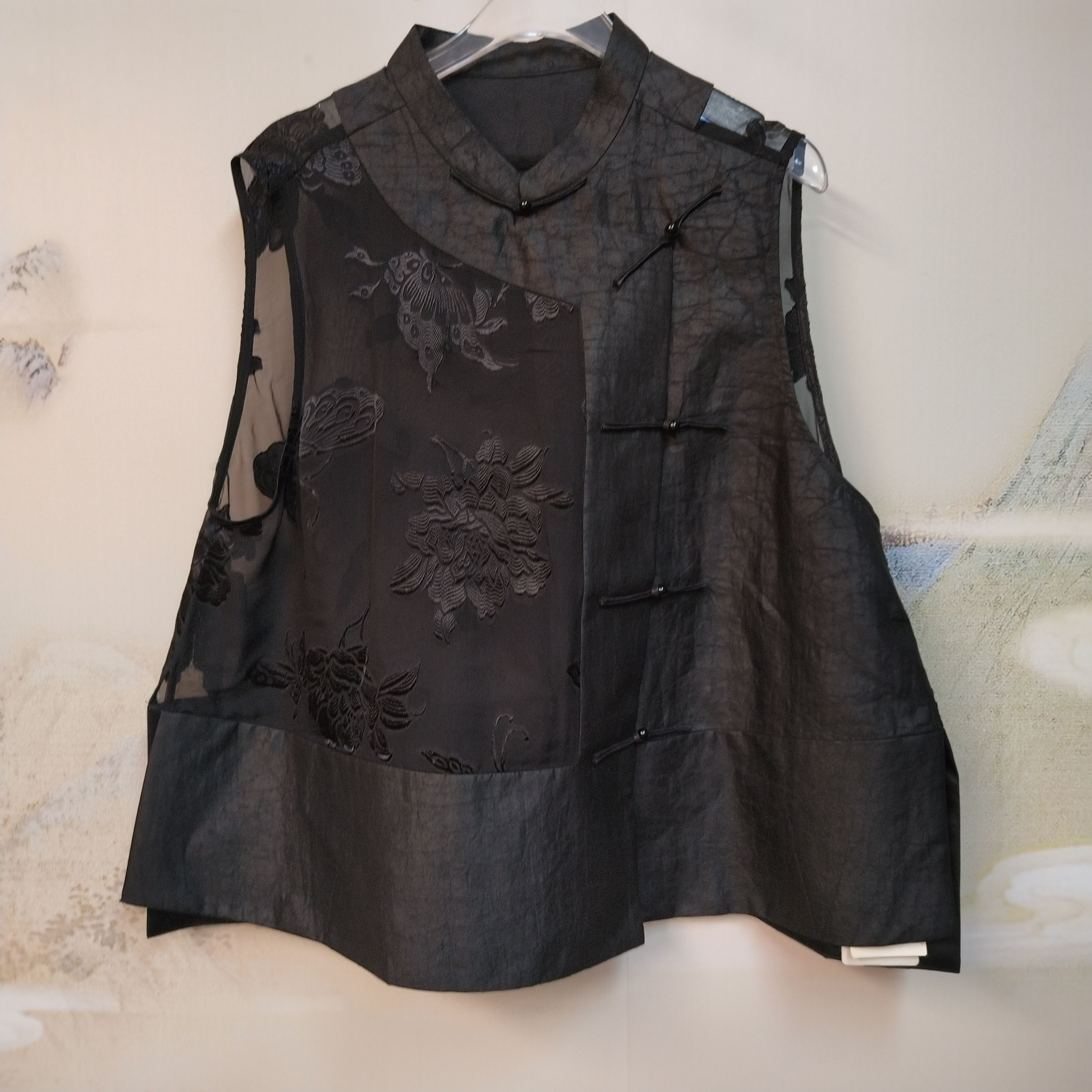 【剪花龟马甲】设计师100桑蚕丝剪花拼龟纹香云纱马夹国风dz007