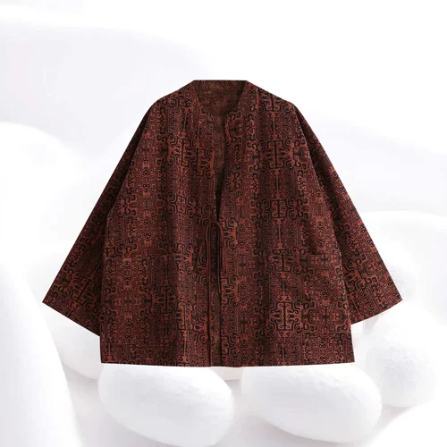 【油丝饕餮双面穿上衣】桑蚕丝香云纱双面穿圆领外套dz326