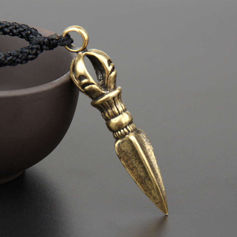 尼泊尔结缘复古纯铜金刚杵护身吊坠男女士项链饰品情侣挂件平安