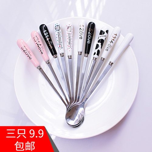 陶瓷咖啡勺手柄勺调羹卡通可配杯