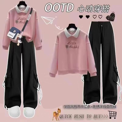 12到13一15岁大童女装秋季套装初中学生少女卫衣休闲工装裤两件套