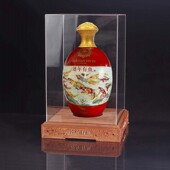 红运郎酒展示柜包装 礼盒连年有鱼实木底托透明亚克力收藏酒架定制