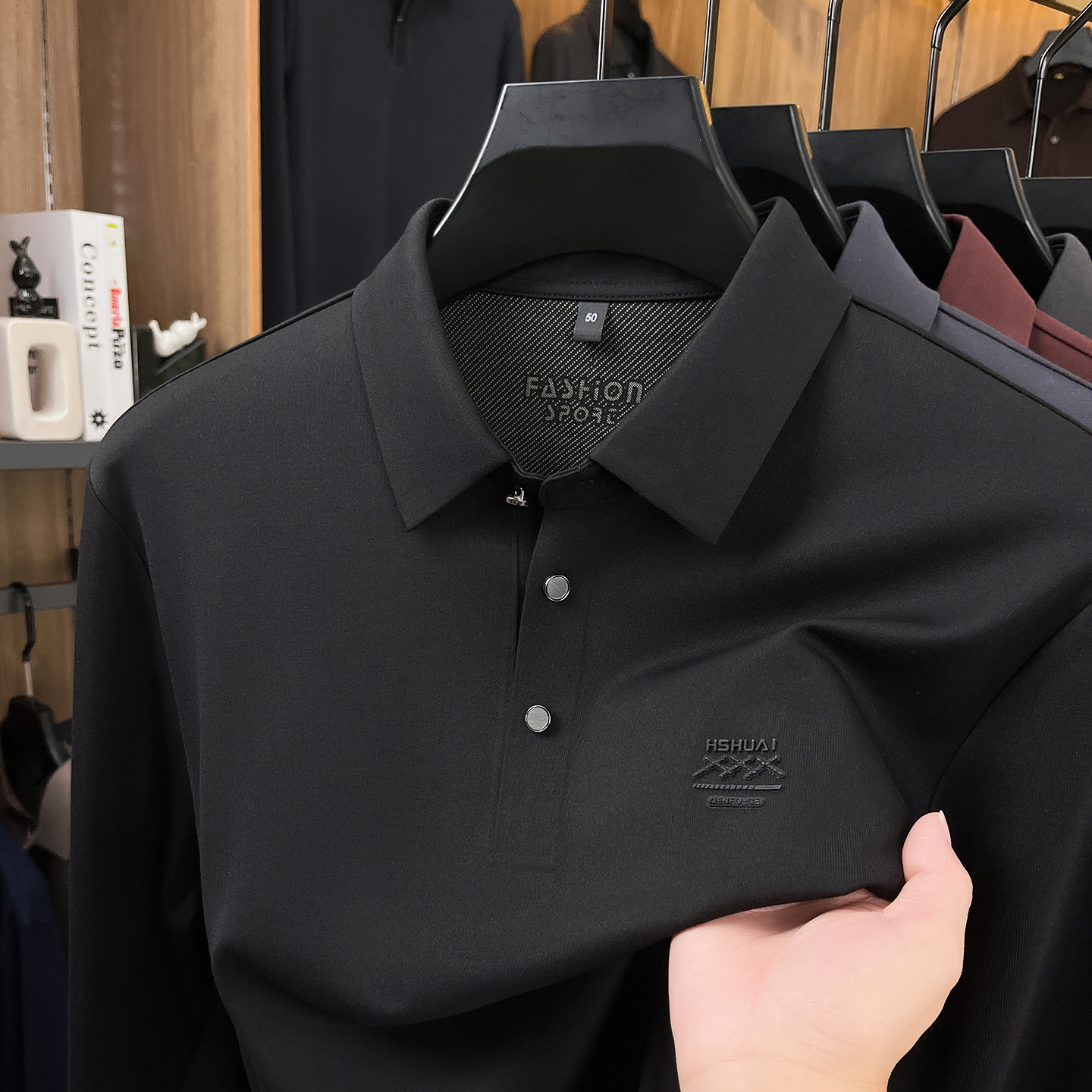 高品质男士春秋长袖T恤中年男士