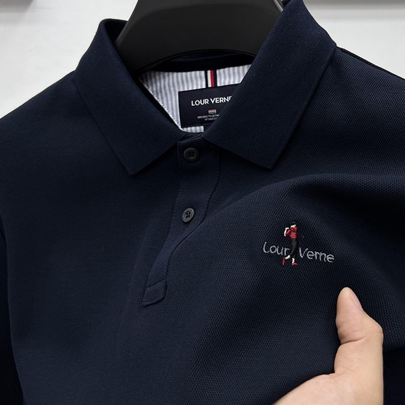 纯棉长袖POLO衫男液氨棉T恤保罗衫秋季高品质珠地休闲轻奢打底衫