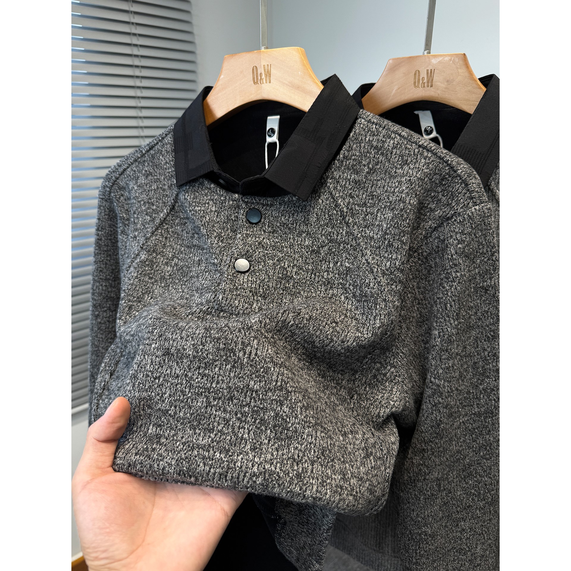 假两件衬衫领卫衣男款秋冬季潮流