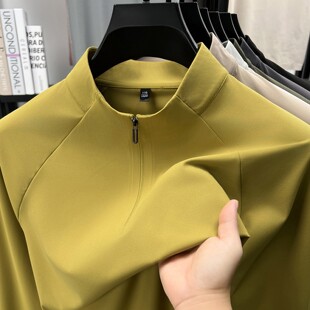半高领拉链高弹卫衣男款春秋2026新款男士长袖t恤运动薄款打底衫
